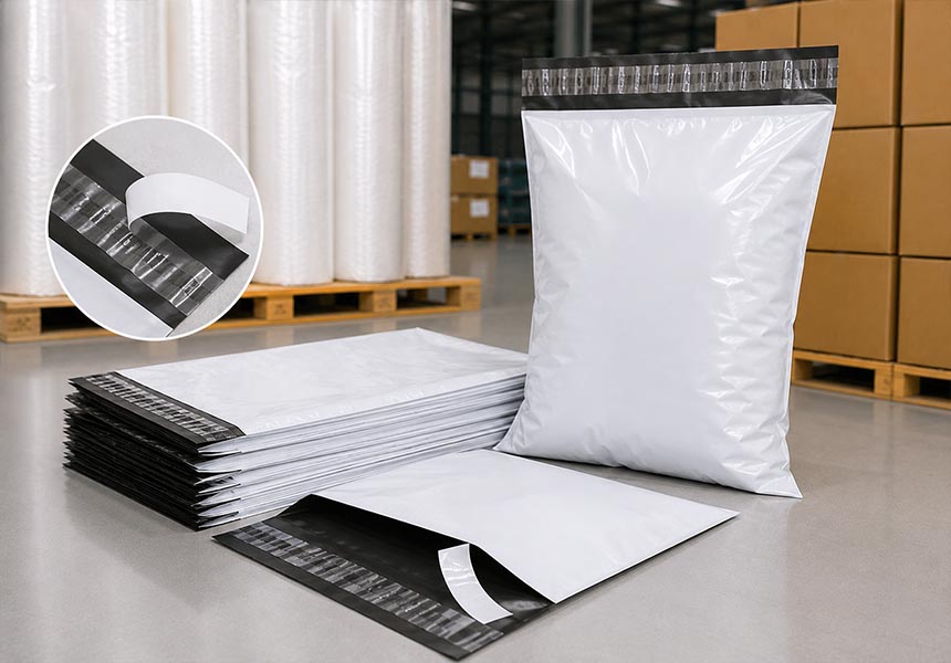Self Adhesive Shipping Bags manufactured by Golden Wolf Plastic Factory